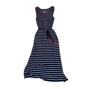 Talbots Women's 3X Striped Embroidered Maxi Dress Multicolor Sleeveless